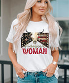 AMERICAN WOMAN Graphic Round Neck Tee